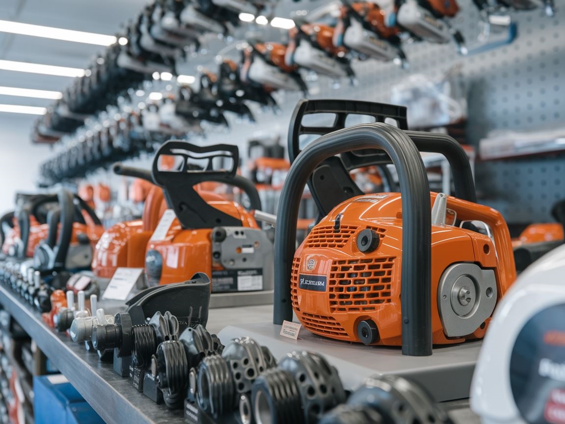 Mechanik pracujący nad pilarką w warsztacie